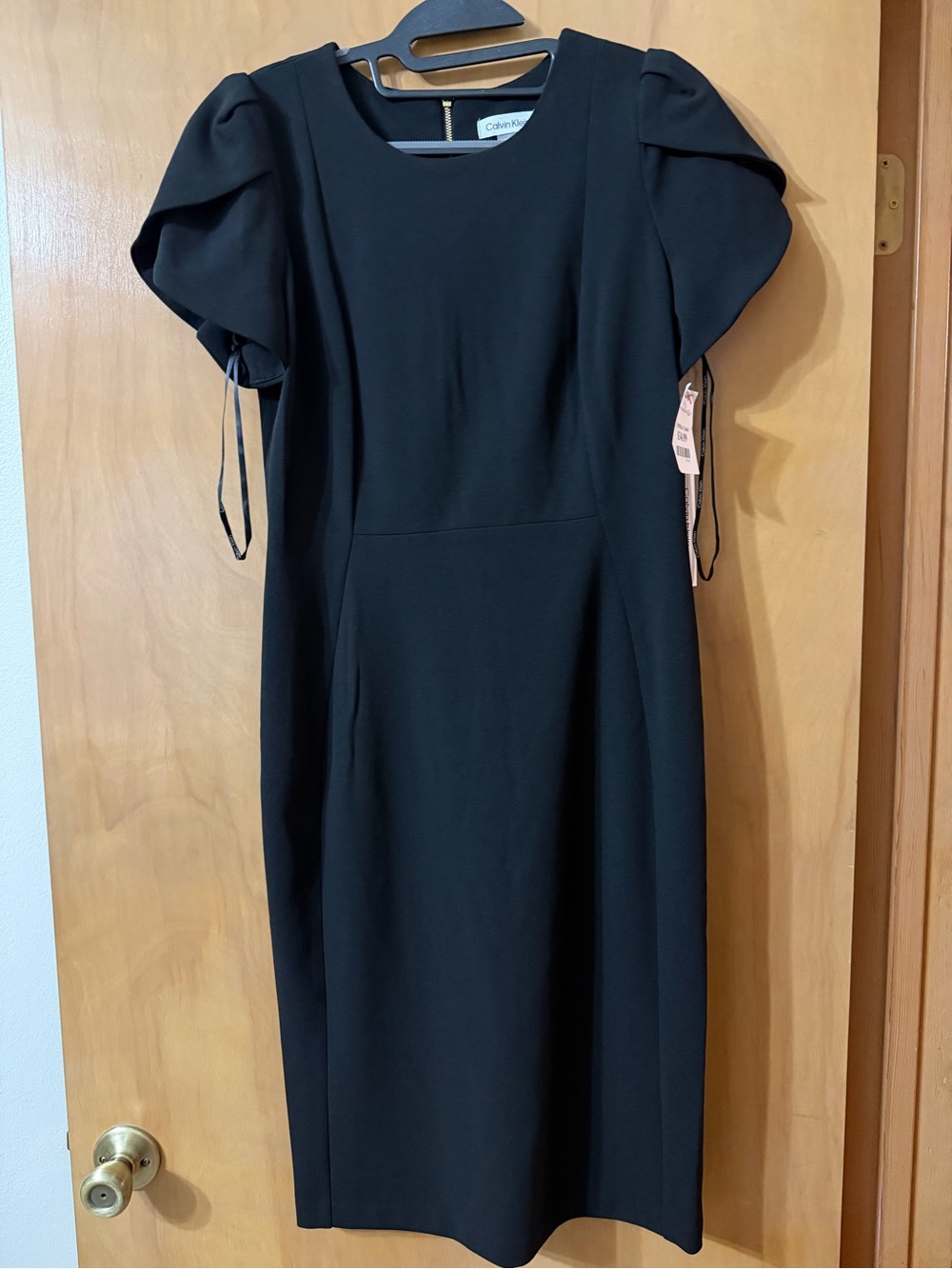 NWT Calvin Klein Black Sheath Dress with Tulip Sleeves Size 10